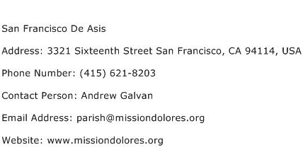 San Francisco De Asis Address Contact Number