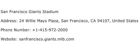 San Francisco Giants Stadium Address Contact Number