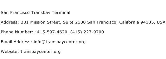 San Francisco Transbay Terminal Address Contact Number
