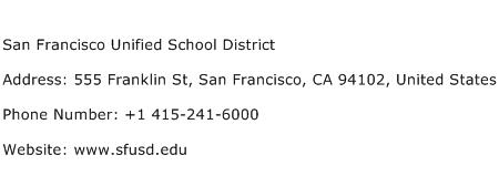 San Francisco Unified School District Address Contact Number