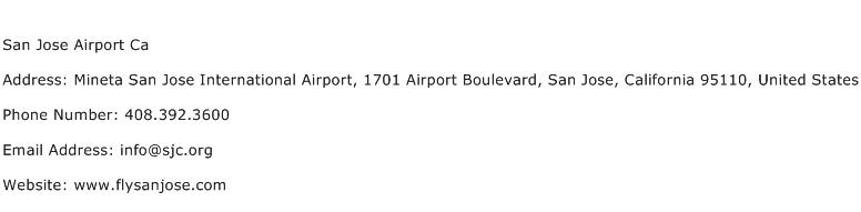 San Jose Airport Ca Address Contact Number