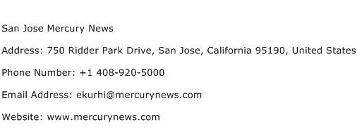 San Jose Mercury News Address Contact Number