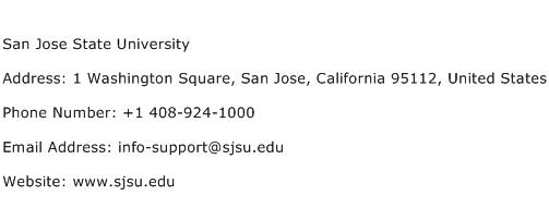 San Jose State University Address Contact Number