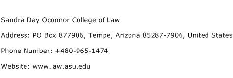Sandra Day Oconnor College of Law Address Contact Number