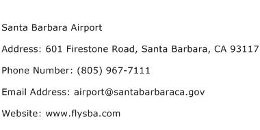 Santa Barbara Airport Address Contact Number