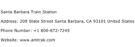 Santa Barbara Train Station Address Contact Number
