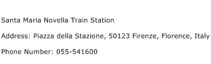 Santa Maria Novella Train Station Address Contact Number