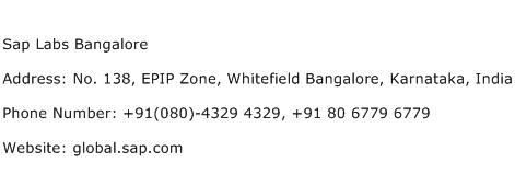 Sap Labs Bangalore Address Contact Number