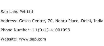Sap Labs Pvt Ltd Address Contact Number