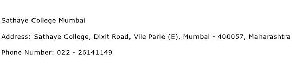 Sathaye College Mumbai Address Contact Number