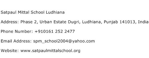 Satpaul Mittal School Ludhiana Address Contact Number