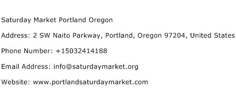 Saturday Market Portland Oregon Address Contact Number