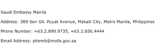 Saudi Embassy Manila Address Contact Number
