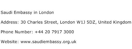 Saudi Embassy in London Address Contact Number
