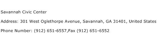 Savannah Civic Center Address Contact Number