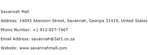 Savannah Mall Address Contact Number