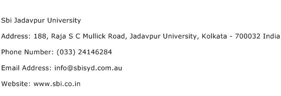 Sbi Jadavpur University Address Contact Number