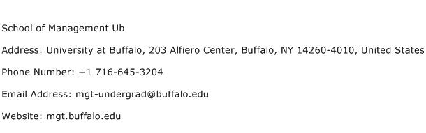 School of Management Ub Address Contact Number