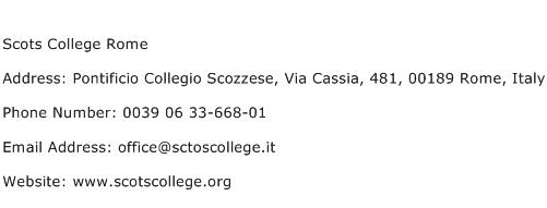 Scots College Rome Address Contact Number