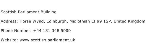 Scottish Parliament Building Address Contact Number