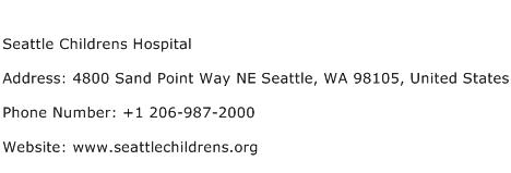 Seattle Childrens Hospital Address Contact Number