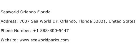 Seaworld Orlando Florida Address Contact Number
