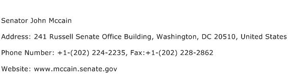 Senator John Mccain Address Contact Number