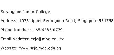 Serangoon Junior College Address Contact Number