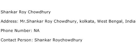 Shankar Roy Chowdhury Address Contact Number