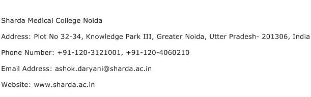 Sharda Medical College Noida Address Contact Number