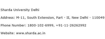 Sharda University Delhi Address Contact Number