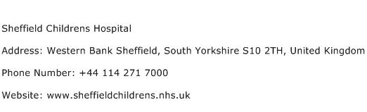 Sheffield Childrens Hospital Address Contact Number