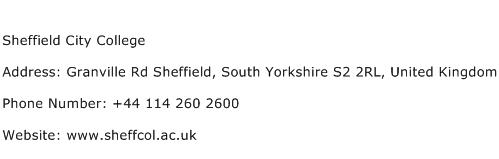 Sheffield City College Address Contact Number