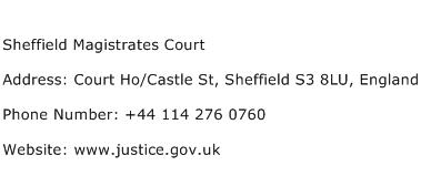 Sheffield Magistrates Court Address Contact Number