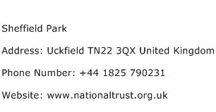 Sheffield Park Address Contact Number
