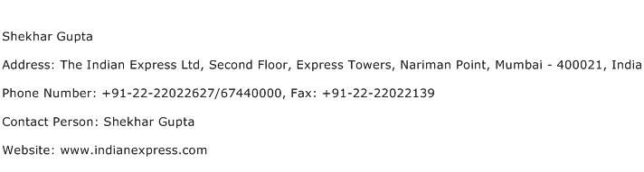 Shekhar Gupta Address Contact Number