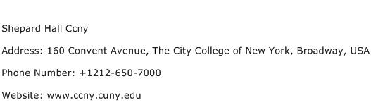 Shepard Hall Ccny Address Contact Number