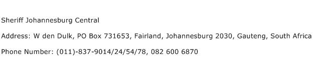 Sheriff Johannesburg Central Address Contact Number