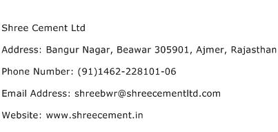 Shree Cement Ltd Address Contact Number