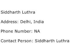 Siddharth Luthra Address Contact Number