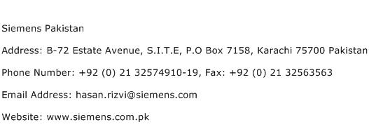 Siemens Pakistan Address Contact Number