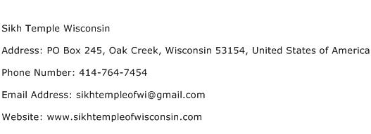 Sikh Temple Wisconsin Address Contact Number