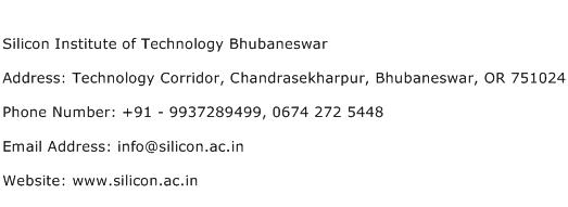 Silicon Institute of Technology Bhubaneswar Address Contact Number