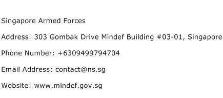 Singapore Armed Forces Address Contact Number