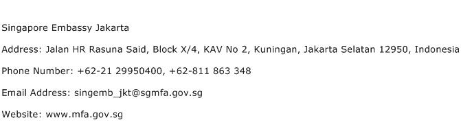 Singapore Embassy Jakarta Address Contact Number
