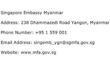 Singapore Embassy Myanmar Address Contact Number