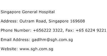 Singapore General Hospital Address Contact Number