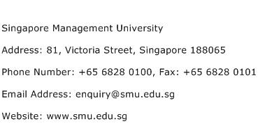 Singapore Management University Address Contact Number