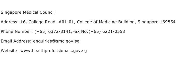 Singapore Medical Council Address Contact Number