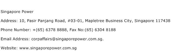 Singapore Power Address Contact Number